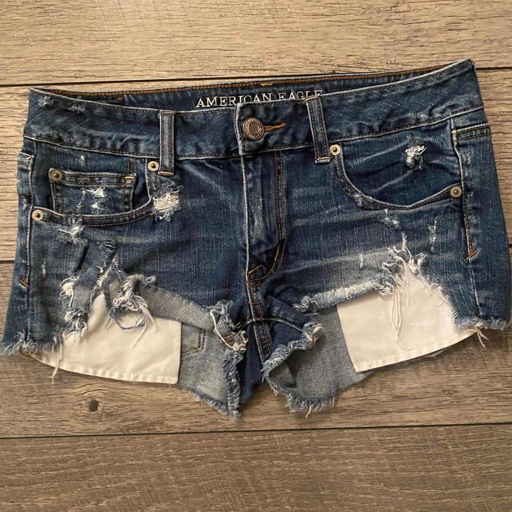 🩳American Eagle Woman’s Distressed Jean Shorts 6